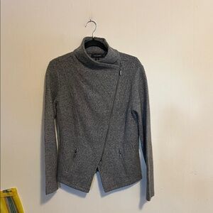 Halogen wool blend Gray moto knit jacket